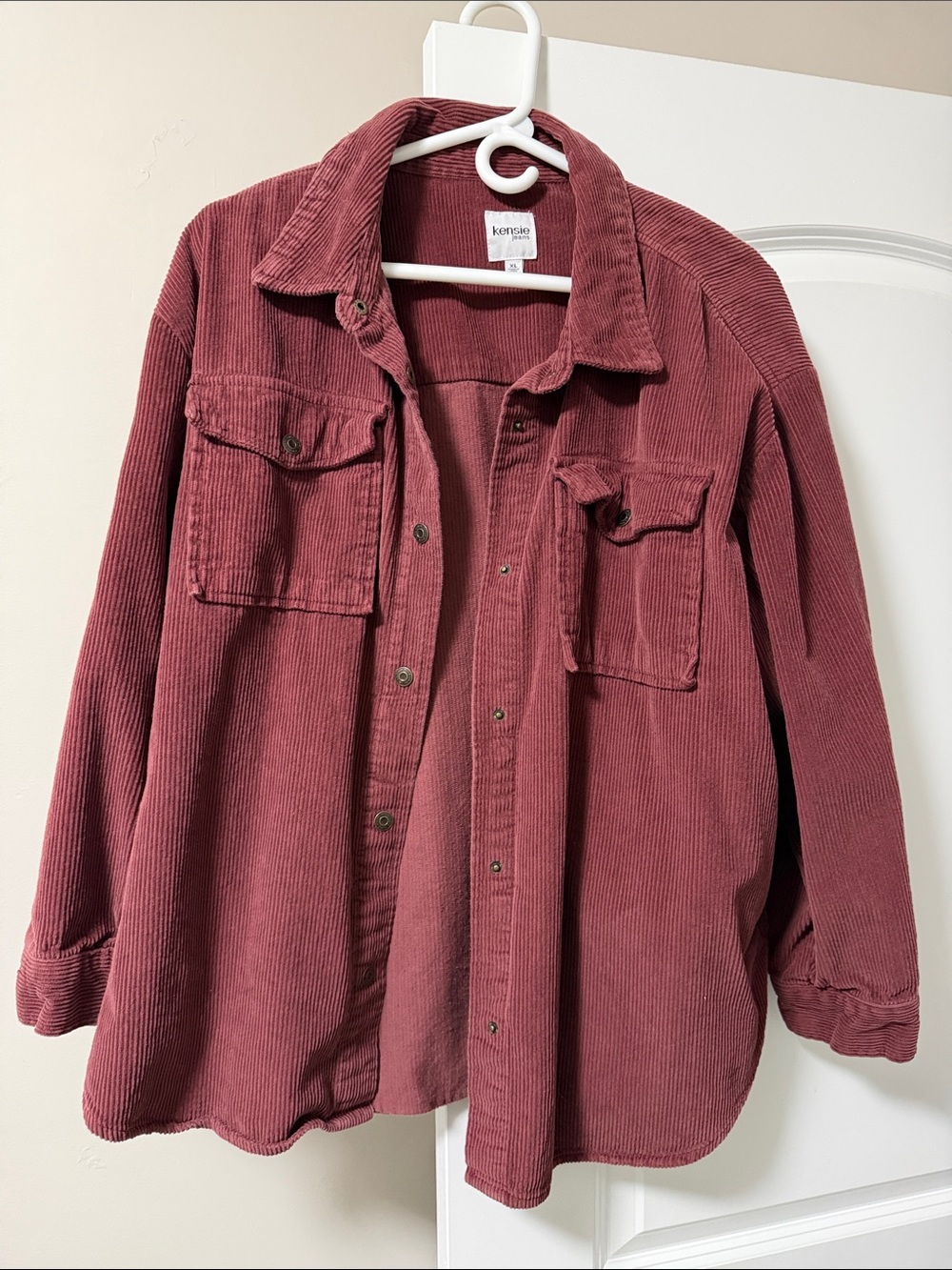 Kensie Corduroy Burgundy Shacket